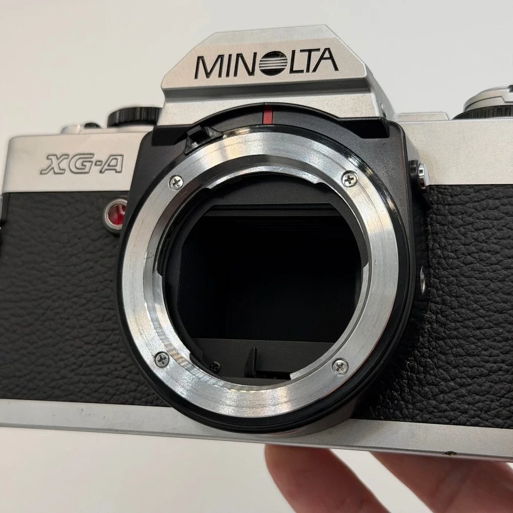 Minolta XG-A 35mm SLR Film Camera with MD 50mm 1:2 Lens Case and Manuals Parts